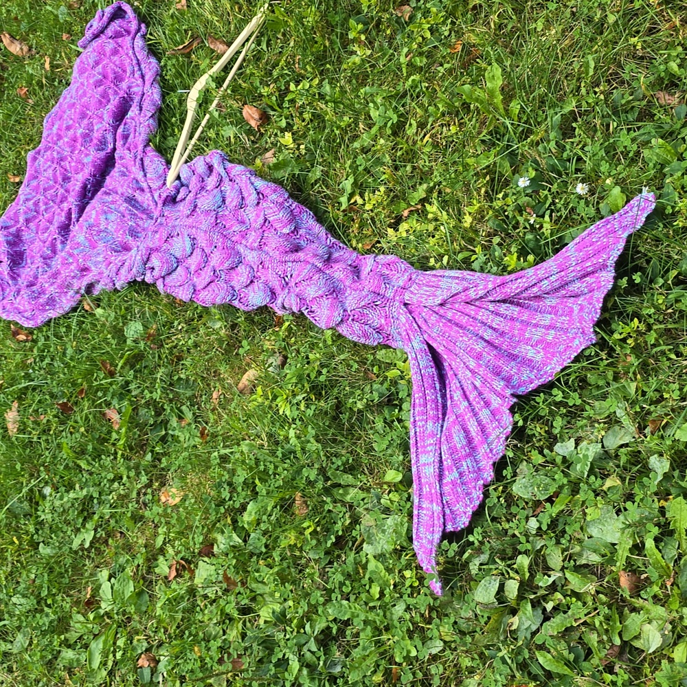NWT Mermaid Crochet Scales Knit Sweater blanket wrap one size ~Fortunate Crab~